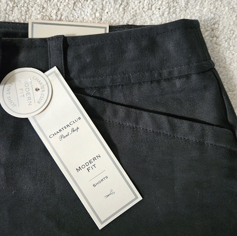 NWT CHARTER CLUB Black Cotton Walking Shorts | SZ 10 - Picture 6 of 12